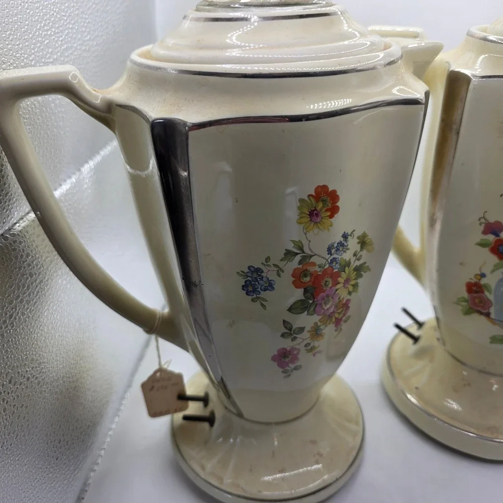 Antique Porcelier Champion Art Deco Floral Electric Coffee Percolators – Pair